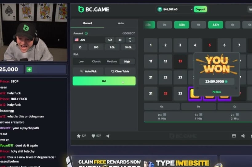 23K USDT BC Originals Keno Win