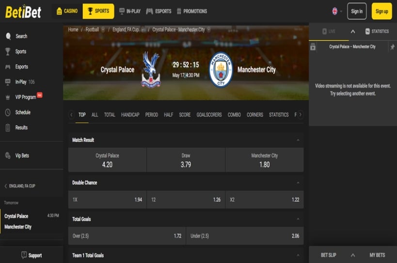 Crystal Palace vs Man City
