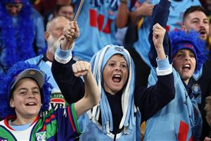 BRISBANE, AUSTRALIA - MAY 28: Blues fans cheer ahead of game one of the Men