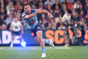 BRISBANE, AUSTRALIA - MAY 28: Reece Robson of the Blues passes the ball during game one of the Men