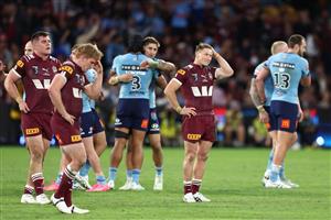 BRISBANE, AUSTRALIA - MAY 28: Harry Grant of the Maroons looks dejected after game one of the Men
