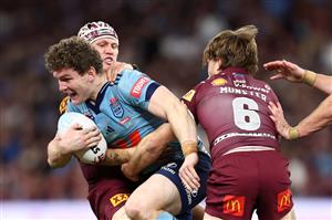 BRISBANE, AUSTRALIA - MAY 28: Liam Martin of the Blues charges forward during game one of the Men
