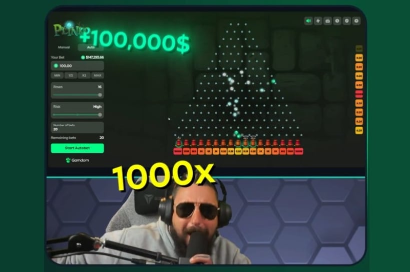 DoddytheViking 100K Gamdom Plinko Win