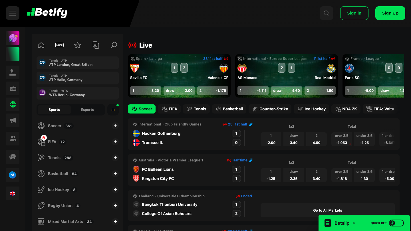 Betify login