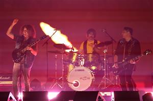 PERTH, AUSTRALIA - JUNE 18: Andrew Stockdale of Wolfmother performs before game two of the Men