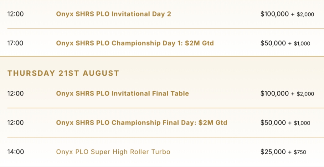 Onyx Super High Roller Series Onyx Super High Roller Series