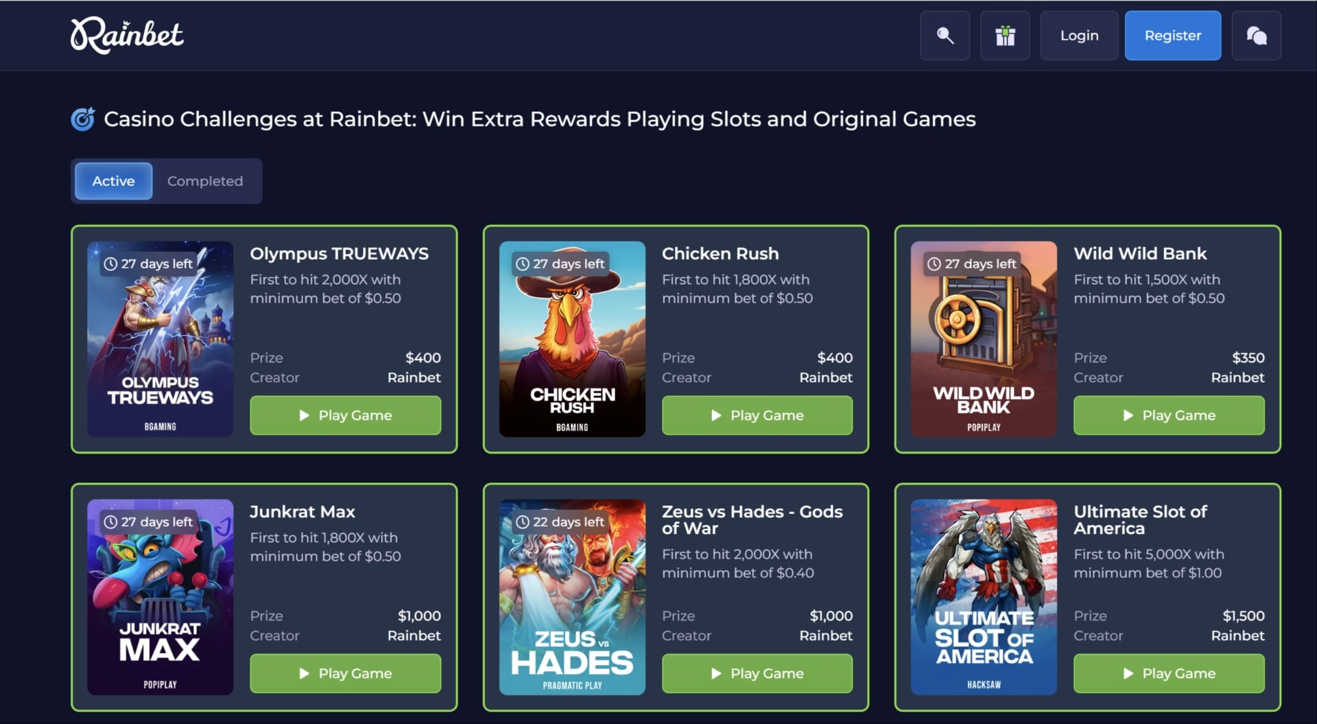 Rainbet Casino Challenge