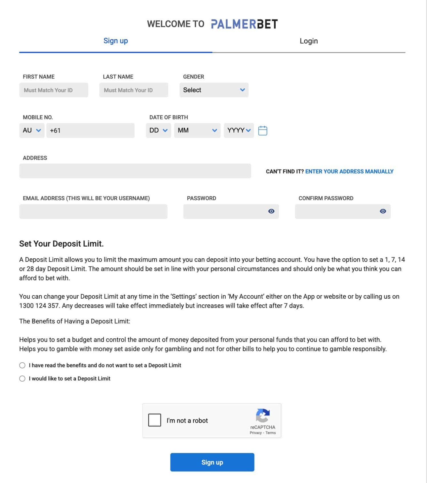 palmerbet promo code