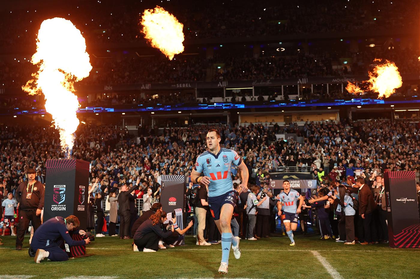 SYDNEY, AUSTRALIA - JULY 09: Isaah Yeo of the Blues runs out fo game three of the Men