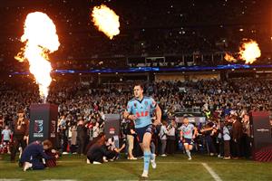 SYDNEY, AUSTRALIA - JULY 09: Isaah Yeo of the Blues runs out fo game three of the Men