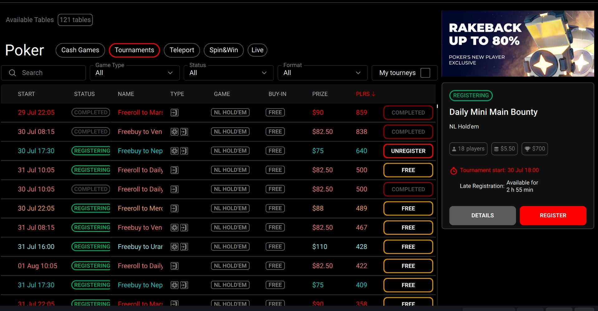 PokerPlanets Tournaments