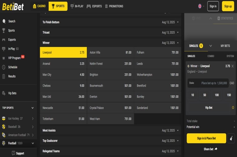 Premier League 2025/26 Betting