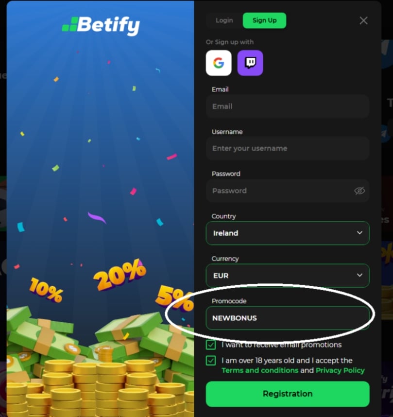 Betify Promo Code NEWBONUS