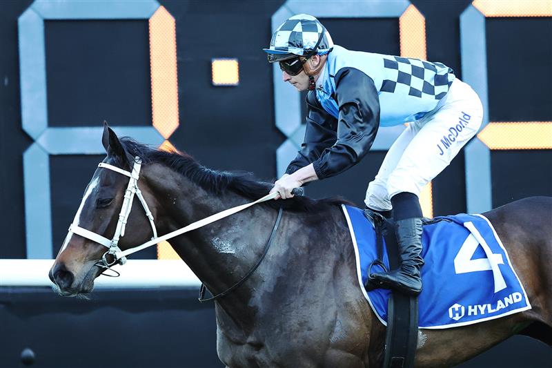 SYDNEY, AUSTRALIA - AUGUST 23: James McDonald riding Lazzura win Race 9 Hyland Race Colours Show County Quality during Sydney Racing at Royal Randwick Racecourse on August 23, 2025 in Sydney, Australia. (Photo by Jeremy Ng/Getty Images)