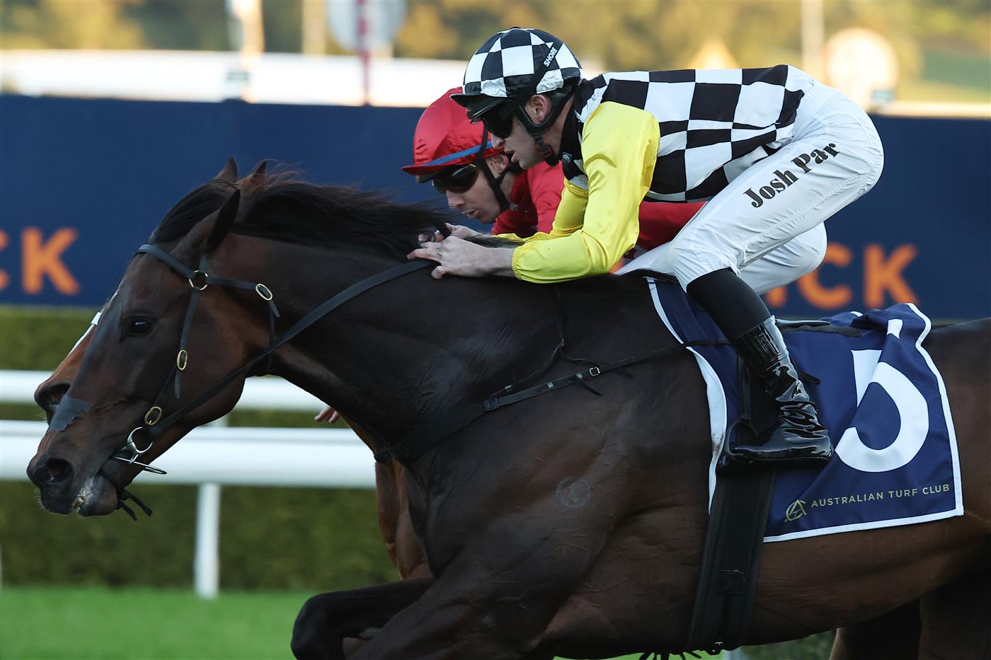SYDNEY, AUSTRALIA - AUGUST 23: Josh Parr  riding Glad You Think So win Race 10 Wilf and Rosemary Mula 50th Anniversary Mile during Sydney Racing at Royal Randwick Racecourse on August 23, 2025 in Sydney, Australia. (Photo by Jeremy Ng/Getty Images)
