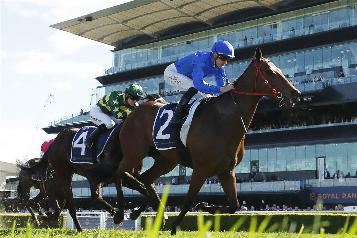 SYDNEY, AUSTRALIA - AUGUST 23: Chad Schofield riding Kerguelen win Race 4 Jersey Day Andrew Wisemantel during Sydney Racing at Royal Randwick Racecourse on August 23, 2025 in Sydney, Australia. (Photo by Jeremy Ng/Getty Images)