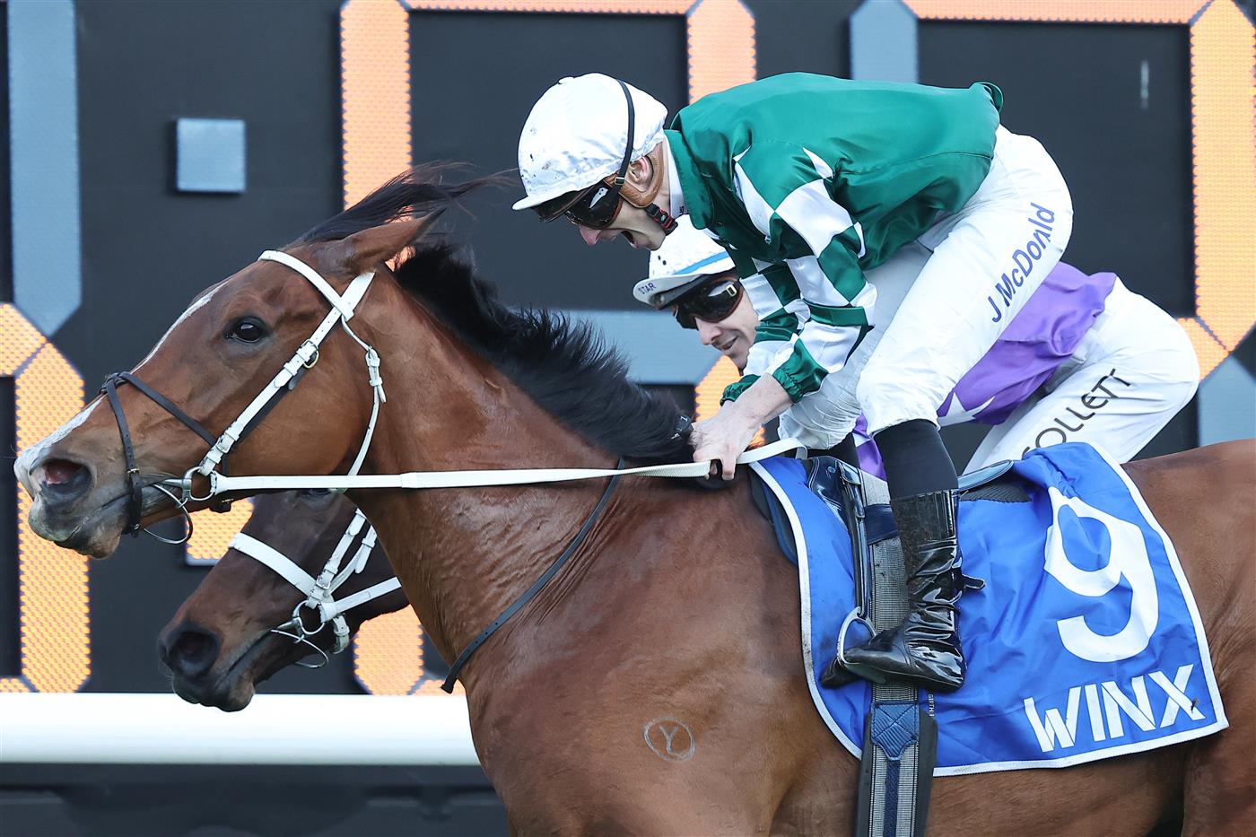 SYDNEY, AUSTRALIA - AUGUST 23: James McDonald riding  Via Sistina win Race 8 Winx Stakes during Sydney Racing at Royal Randwick Racecourse on August 23, 2025 in Sydney, Australia. (Photo by Jeremy Ng/Getty Images)