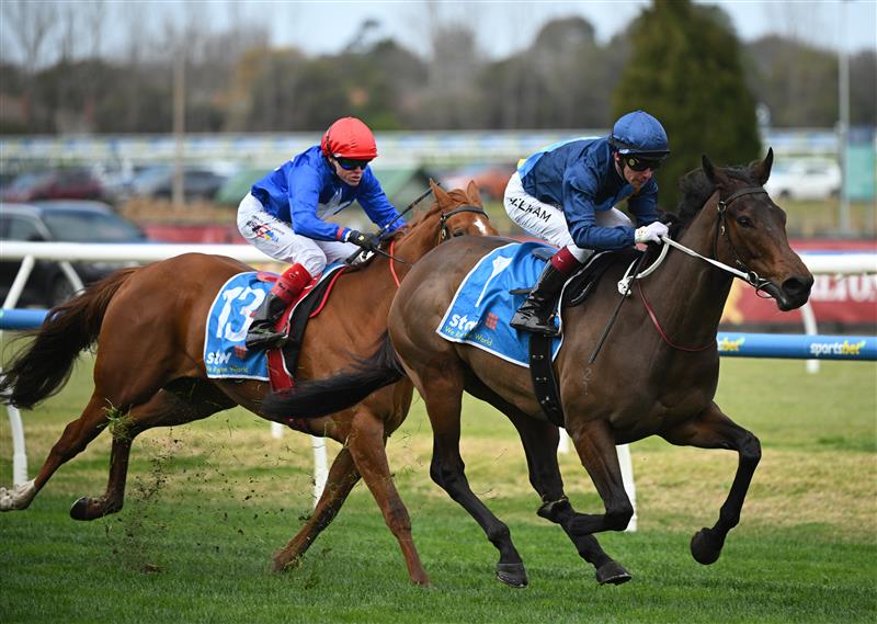 MELBOURNE, AUSTRALIA - AUGUST 30: Ben Melham riding On Display winning Race 2, the Stow Robotics Handicap during Melbourne Racing at Caulfield Racecourse on August 30, 2025 in Melbourne, Australia. (Photo by Vince Caligiuri/Getty Images)