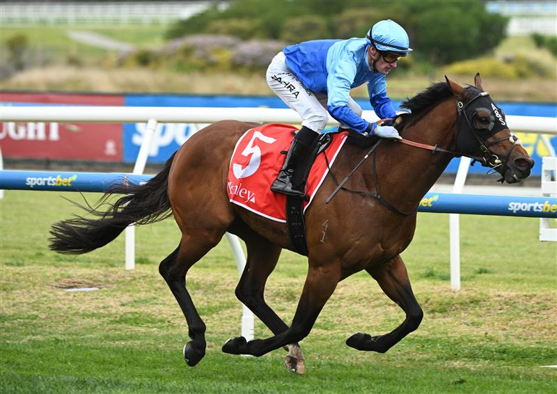 MELBOURNE, AUSTRALIA - AUGUST 30: Mark Zahra riding Tropicus winning Race 7, the The Henley Homes Heath 1100  during Melbourne Racing at Caulfield Racecourse on August 30, 2025 in Melbourne, Australia. (Photo by Vince Caligiuri/Getty Images)
