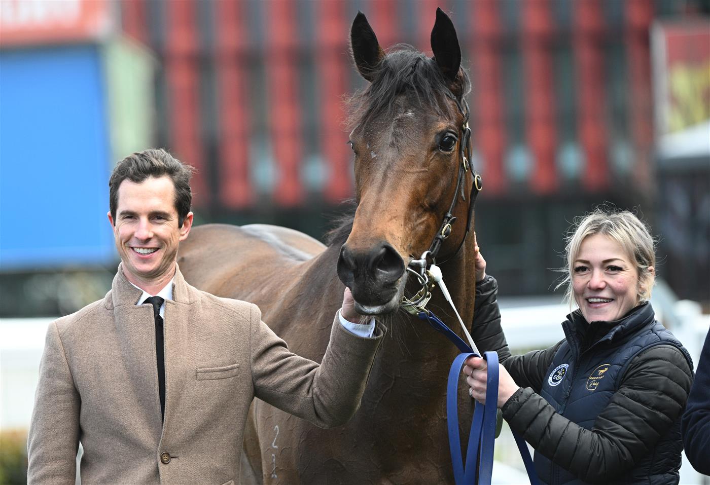 MELBOURNE, AUSTRALIA - AUGUST 30: Trainer Michael Kent jnr  poses after On Display won Race 2, the Stow Robotics Handicap during Melbourne Racing at Caulfield Racecourse on August 30, 2025 in Melbourne, Australia. (Photo by Vince Caligiuri/Getty Images)