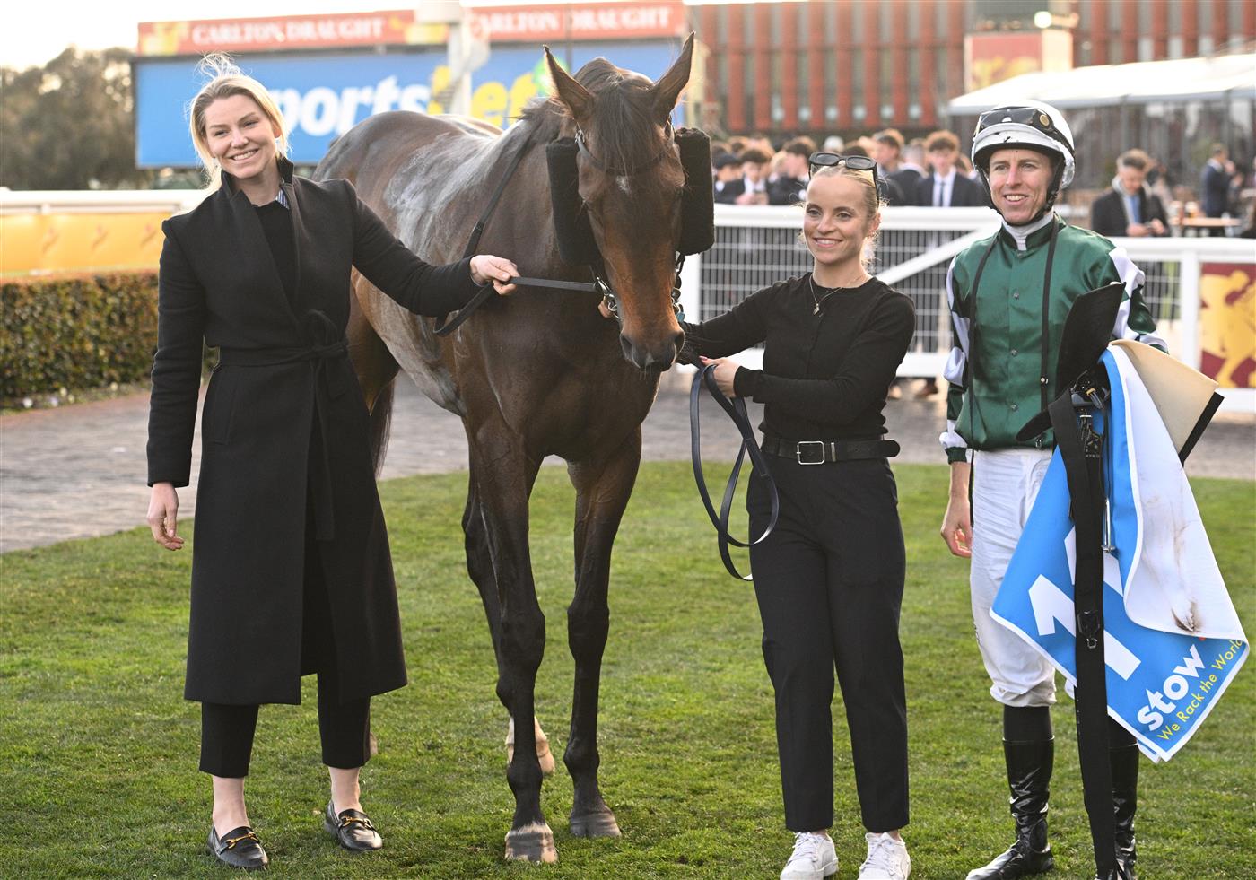 MELBOURNE, AUSTRALIA - AUGUST 30: Damian Lane riding Treasurethe Moment after winning Race 9, the Stow Storage Memsie Stakes during Melbourne Racing at Caulfield Racecourse on August 30, 2025 in Melbourne, Australia. (Photo by Vince Caligiuri/Getty Images)