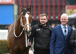 MELBOURNE, AUSTRALIA - AUGUST 30: Unlimited after winning Race 1, the Sportsbet Get On Now Handicap during Melbourne Racing at Caulfield Racecourse on August 30, 2025 in Melbourne, Australia. (Photo by Vince Caligiuri/Getty Images)
