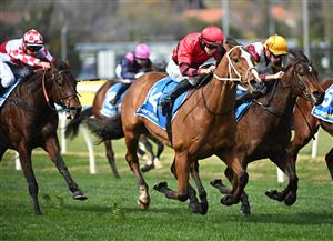MELBOURNE, AUSTRALIA - AUGUST 30: Damian Lane riding Unlimited winning Race 1, the Sportsbet Get On Now Handicap during Melbourne Racing at Caulfield Racecourse on August 30, 2025 in Melbourne, Australia. (Photo by Vince Caligiuri/Getty Images)
