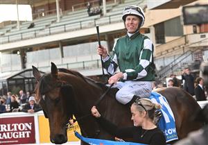 MELBOURNE, AUSTRALIA - AUGUST 30: Damian Lane riding Treasurethe Moment after winning Race 9, the Stow Storage Memsie Stakes during Melbourne Racing at Caulfield Racecourse on August 30, 2025 in Melbourne, Australia. (Photo by Vince Caligiuri/Getty Images)