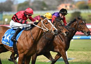 MELBOURNE, AUSTRALIA - AUGUST 30: Damian Lane riding Unlimited winning Race 1, the Sportsbet Get On Now Handicap during Melbourne Racing at Caulfield Racecourse on August 30, 2025 in Melbourne, Australia. (Photo by Vince Caligiuri/Getty Images)