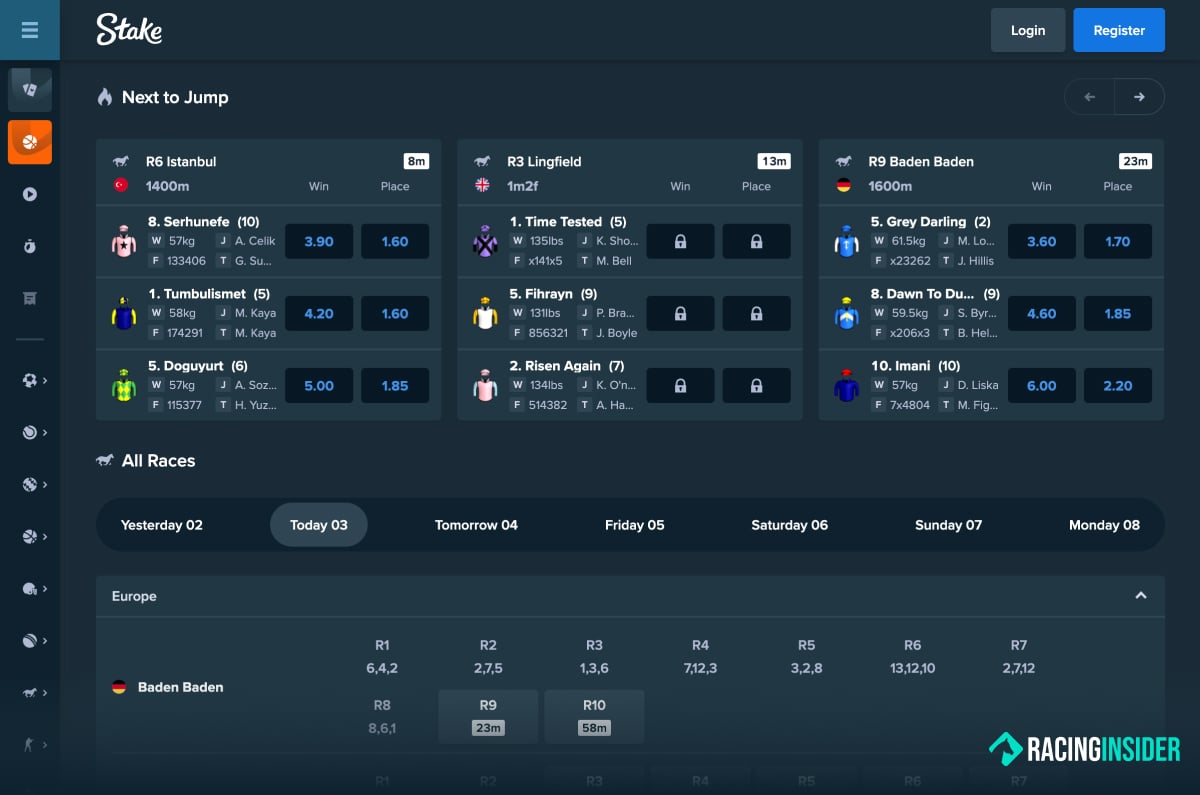 Stake Bet Racing Page