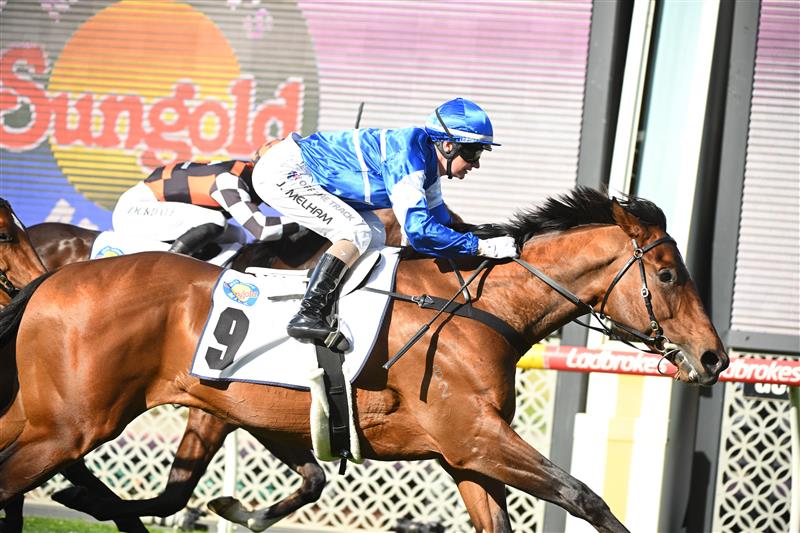 MELBOURNE, AUSTRALIA - SEPTEMBER 06: Jamie Melham riding Rosberg winning Race 6, the McMahon's McKenzie Stakes. (Getty)
