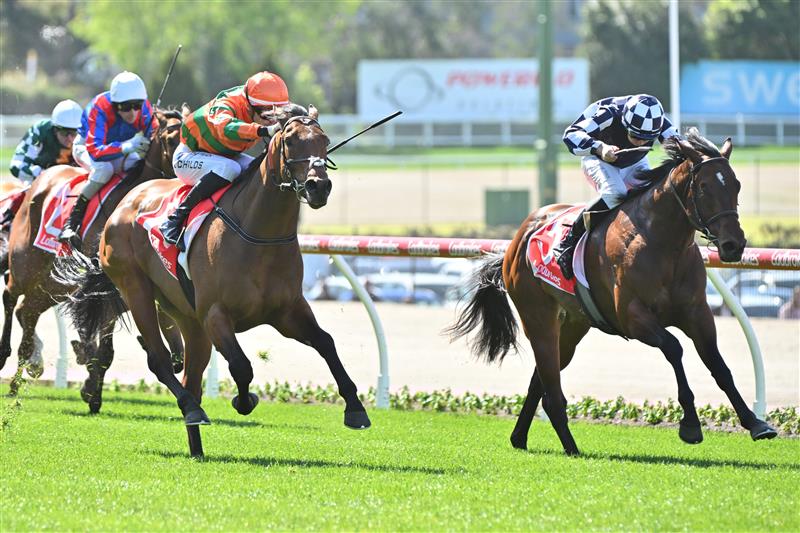 MELBOURNE, AUSTRALIA - SEPTEMBER 06: Jordan Childs riding Miewa winning Race 1, the Ladbrokes Top 2/3/4 Betting Handicap during Melbourne Racing at Moonee Valley Racecourse on September 06, 2025 in Melbourne, Australia. (Photo by Vince Caligiuri/Getty Images)