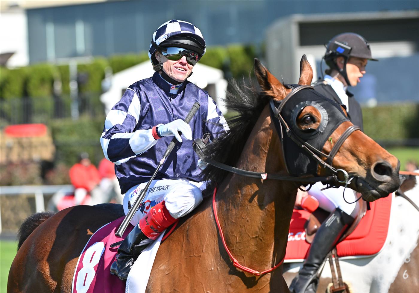 MELBOURNE, AUSTRALIA - SEPTEMBER 06: Craig Williams riding Farhh Flung after winning Race 3, the Strathmore Community Bendigo Bank  during Melbourne Racing at Moonee Valley Racecourse on September 06, 2025 in Melbourne, Australia. (Photo by Vince Caligiuri/Getty Images)