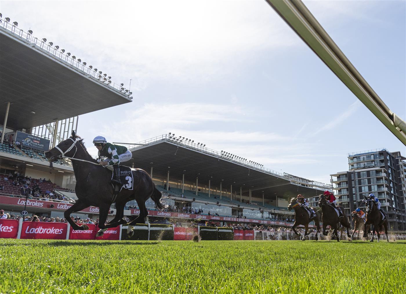 MELBOURNE, AUSTRALIA - SEPTEMBER 06: Damian Lane riding Angel Capital winning Race 5, the Orbit Logistics Chautauqua Stakes during Melbourne Racing at Moonee Valley Racecourse on September 06, 2025 in Melbourne, Australia. (Photo by Vince Caligiuri/Getty Images)