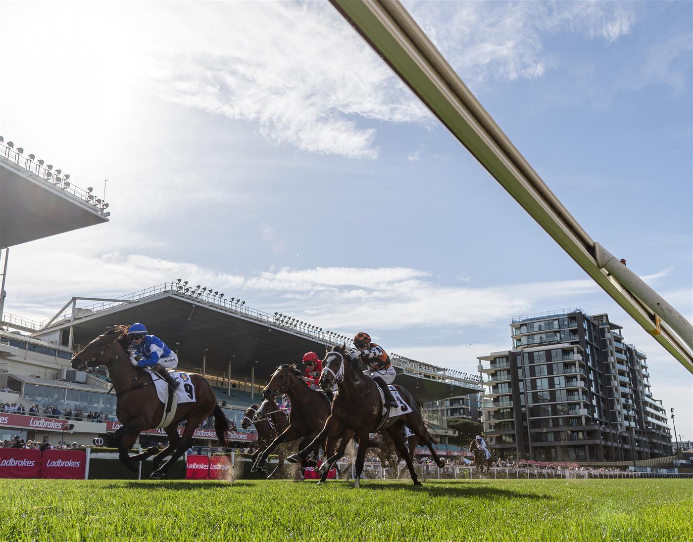 MELBOURNE, AUSTRALIA - SEPTEMBER 06: Jamie Melham riding Rosberg winning Race 6, the Mcmahon McKenzie Stakes. (Getty)