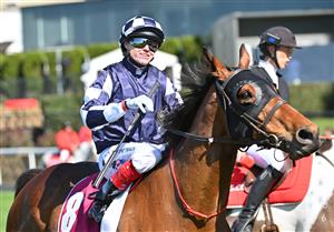 MELBOURNE, AUSTRALIA - SEPTEMBER 06: Craig Williams riding Farhh Flung after winning Race 3, the Strathmore Community Bendigo Bank  during Melbourne Racing at Moonee Valley Racecourse on September 06, 2025 in Melbourne, Australia. (Photo by Vince Caligiuri/Getty Images)