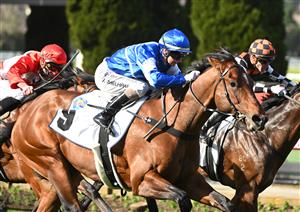 MELBOURNE, AUSTRALIA - SEPTEMBER 06: Jamie Melham riding Rosberg winning Race 6, the Mcmahon McKenzie Stakes. (Getty)