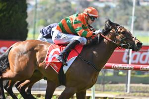 MELBOURNE, AUSTRALIA - SEPTEMBER 06: Jordan Childs riding Miewa winning Race 1, the Ladbrokes Top 2/3/4 Betting Handicap during Melbourne Racing at Moonee Valley Racecourse on September 06, 2025 in Melbourne, Australia. (Photo by Vince Caligiuri/Getty Images)