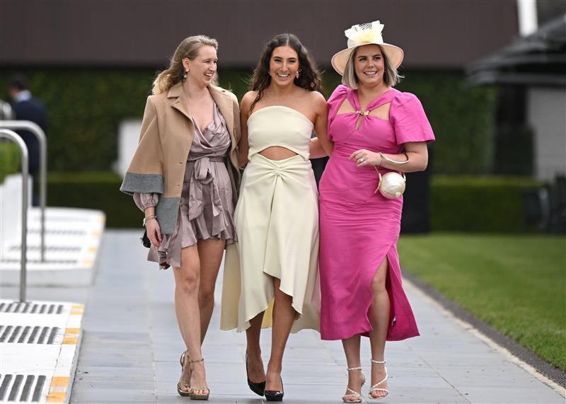 MELBOURNE, AUSTRALIA - SEPTEMBER 13: Racegoers are seen arriving to Crown Makybe Diva Stakes Day during Melbourne Racing at Flemington Racecourse on September 13, 2025 in Melbourne, Australia. (Photo by Vince Caligiuri/Getty Images)