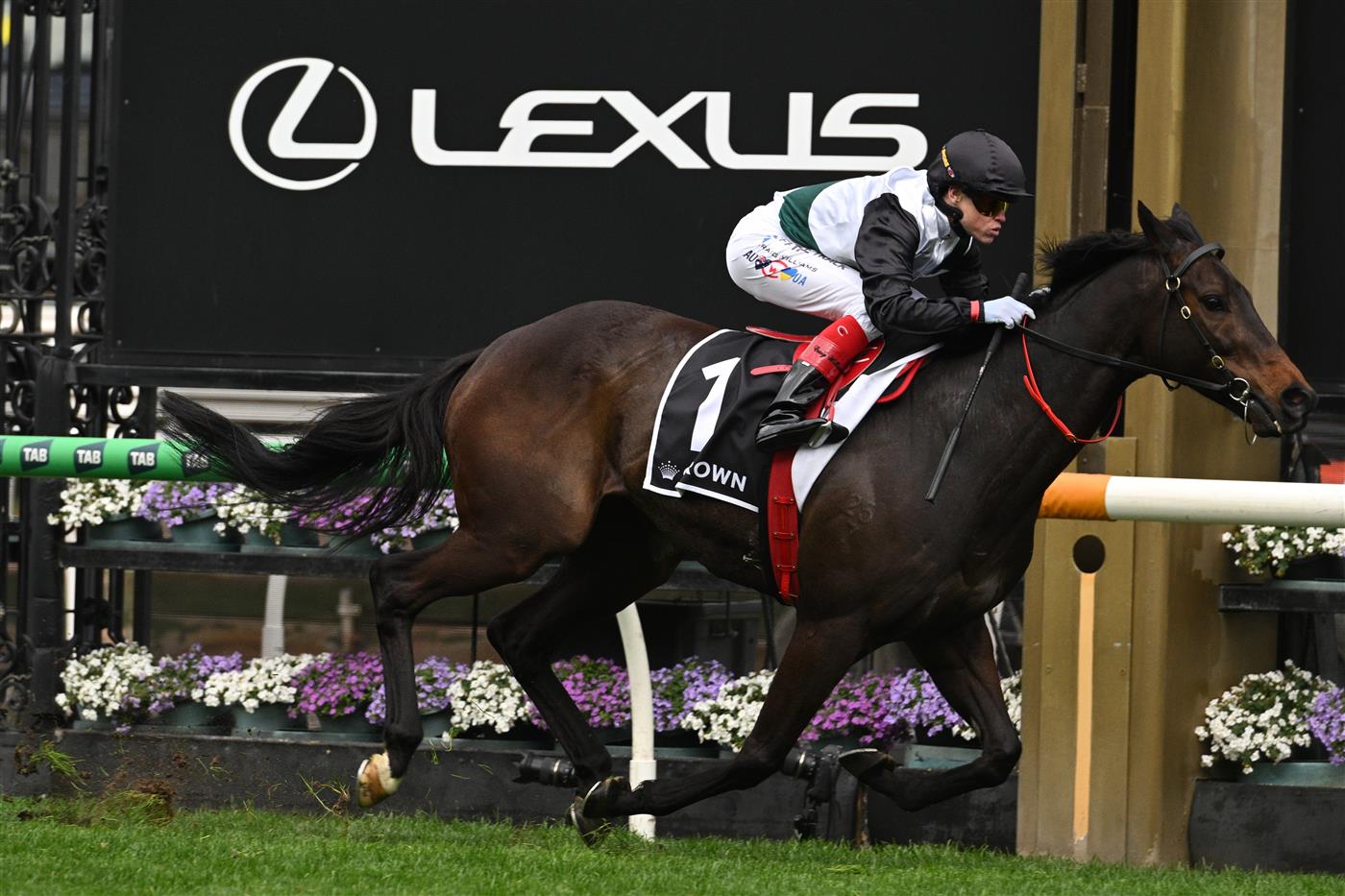 MELBOURNE, AUSTRALIA - SEPTEMBER 13: Craig Williams riding Mr Brightside winning Race 8, the Crown Makybe Diva Stakes during Melbourne Racing at Flemington Racecourse on September 13, 2025 in Melbourne, Australia. (Photo by Vince Caligiuri/Getty Images)