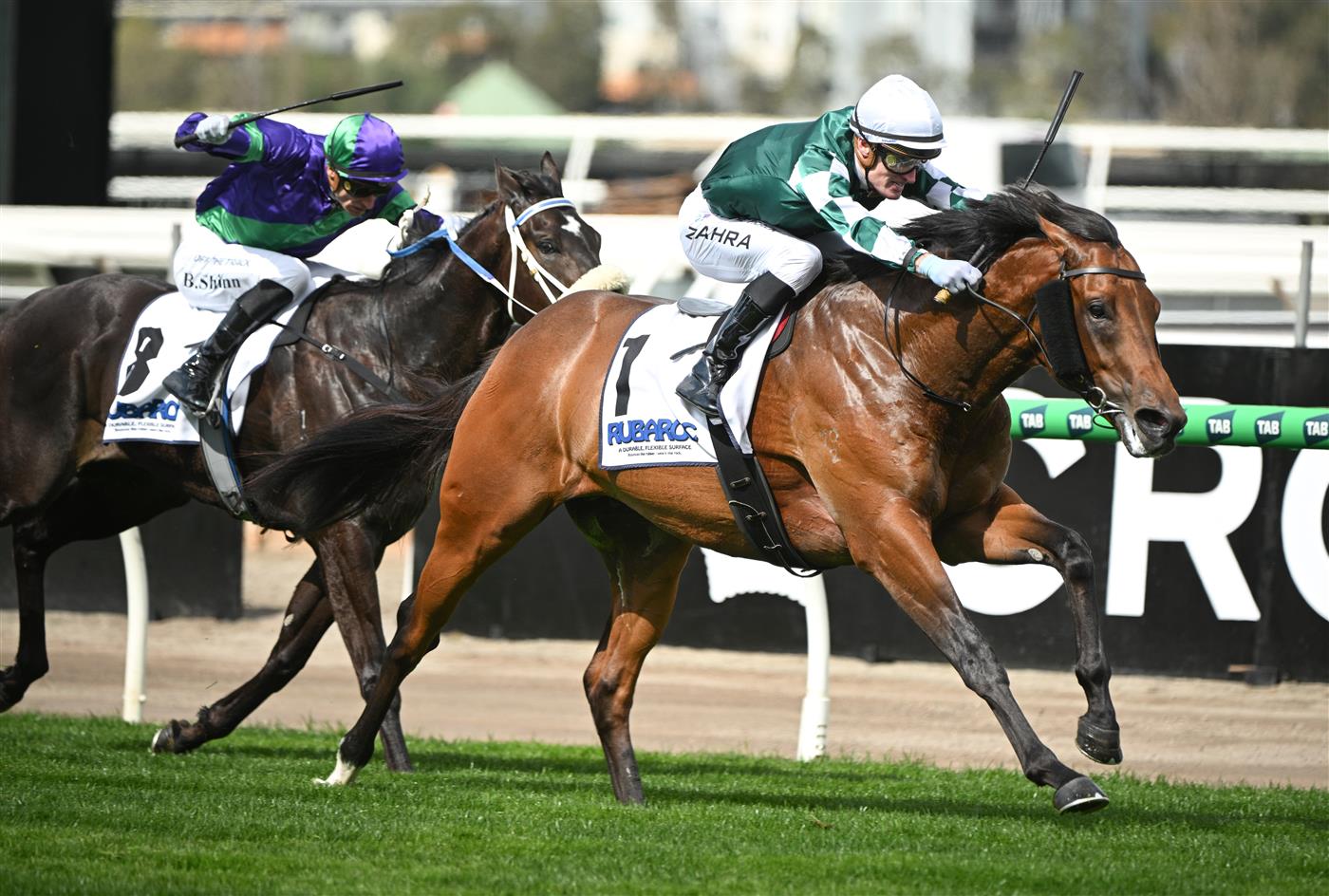 MELBOURNE, AUSTRALIA - SEPTEMBER 13: Mark Zahra riding Vinrock winning Race 3, the Rubaroc Exford Plate during Melbourne Racing at Flemington Racecourse on September 13, 2025 in Melbourne, Australia. (Photo by Vince Caligiuri/Getty Images)