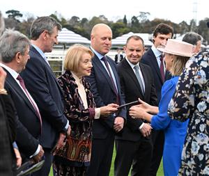 MELBOURNE, AUSTRALIA - SEPTEMBER 13: Trainer Gai Waterhouse is seen at the presentation for trainers and jockeys receiving Honorary Membership from The VRC during Melbourne Racing at Flemington Racecourse on September 13, 2025 in Melbourne, Australia. (Photo by Vince Caligiuri/Getty Images)