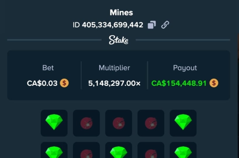 5 Million Stake Mines Multiplier