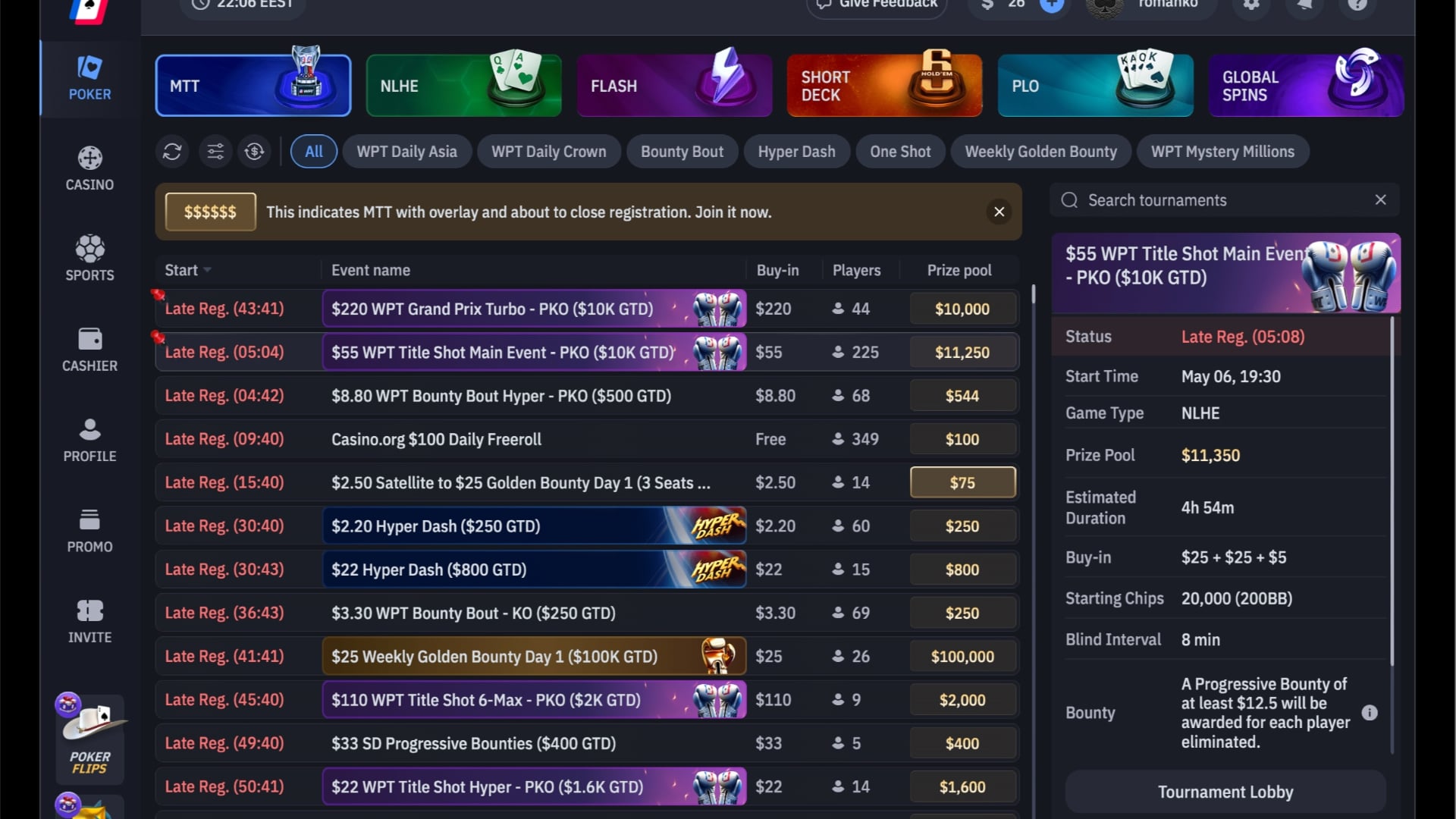 WPTGlobal MTT Lobby WPTGlobal MTT Lobby
