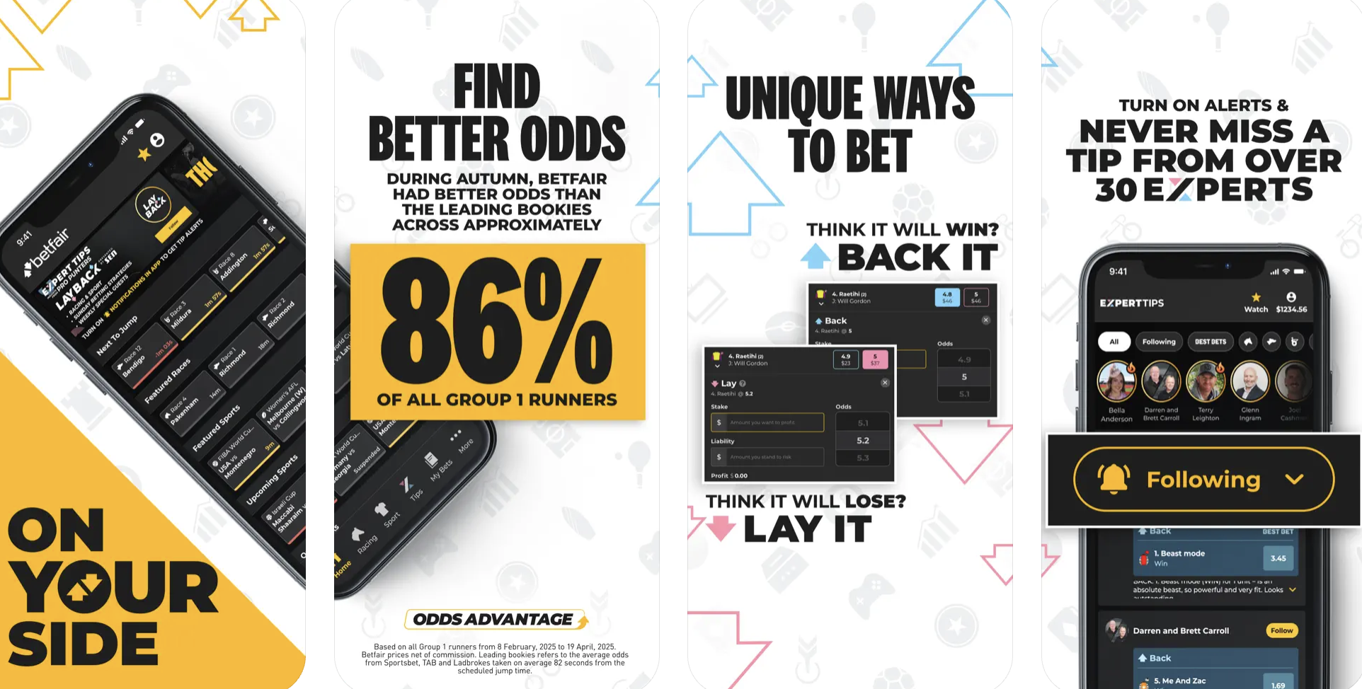 Interfaz de la App Móvil de Betfair
