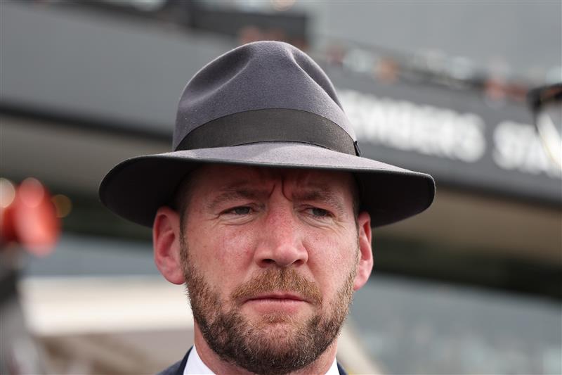 SYDNEY, AUSTRALIA - SEPTEMBER 27: Trainer Ciaron Maher looks on after Tim Clark riding Piggyback  win Race 3 Asahi Super Dry Colin Stephen Quality  during Sydney Racing at Rosehill Gardens on September 27, 2025 in Sydney, Australia. (Photo by Jeremy Ng/Getty Images)