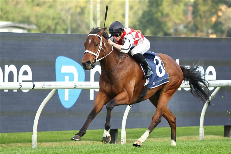 SYDNEY, AUSTRALIA - SEPTEMBER 27: James McDonald riding Waterford  win Race 9 Canadian Club Shannon Stakes during Sydney Racing at Rosehill Gardens on September 27, 2025 in Sydney, Australia. (Photo by Jeremy Ng/Getty Images)