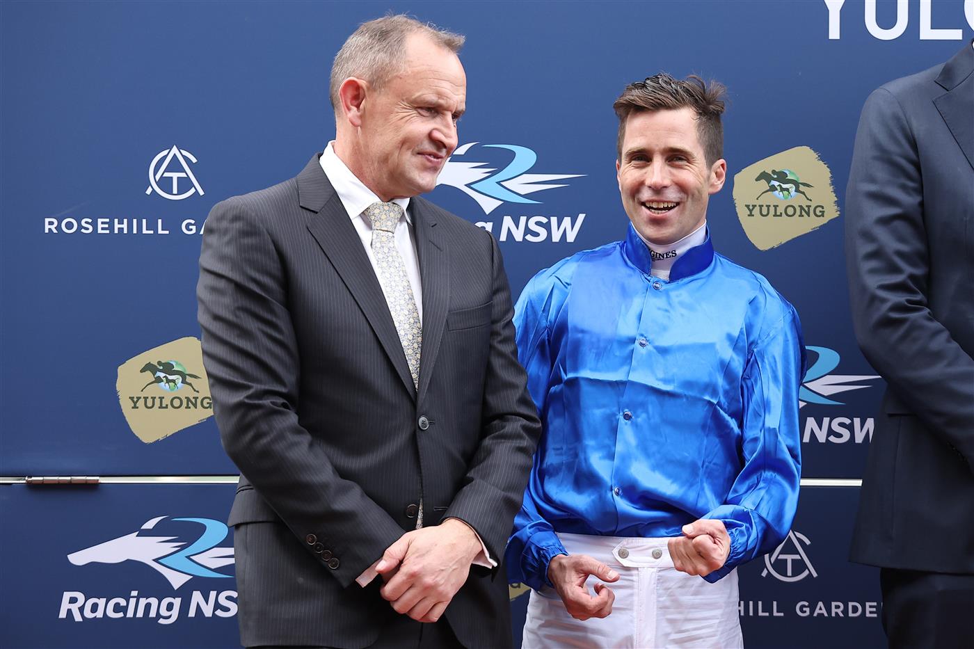 SYDNEY, AUSTRALIA - SEPTEMBER 27: Adam Hyeronimus
  riding Beiwacht win Race 8 Yulong Golden Rose during Sydney Racing at Rosehill Gardens on September 27, 2025 in Sydney, Australia. (Photo by Jeremy Ng/Getty Images)