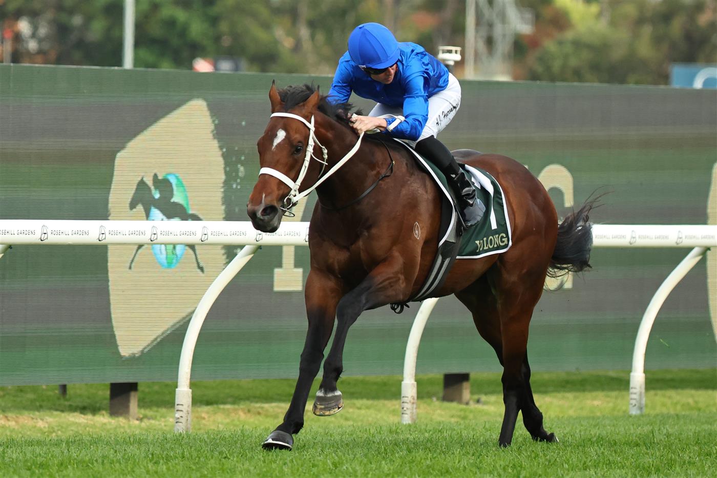 SYDNEY, AUSTRALIA - SEPTEMBER 27: Adam Hyeronimus
  riding Beiwacht win Race 8 Yulong Golden Rose during Sydney Racing at Rosehill Gardens on September 27, 2025 in Sydney, Australia. (Photo by Jeremy Ng/Getty Images)
