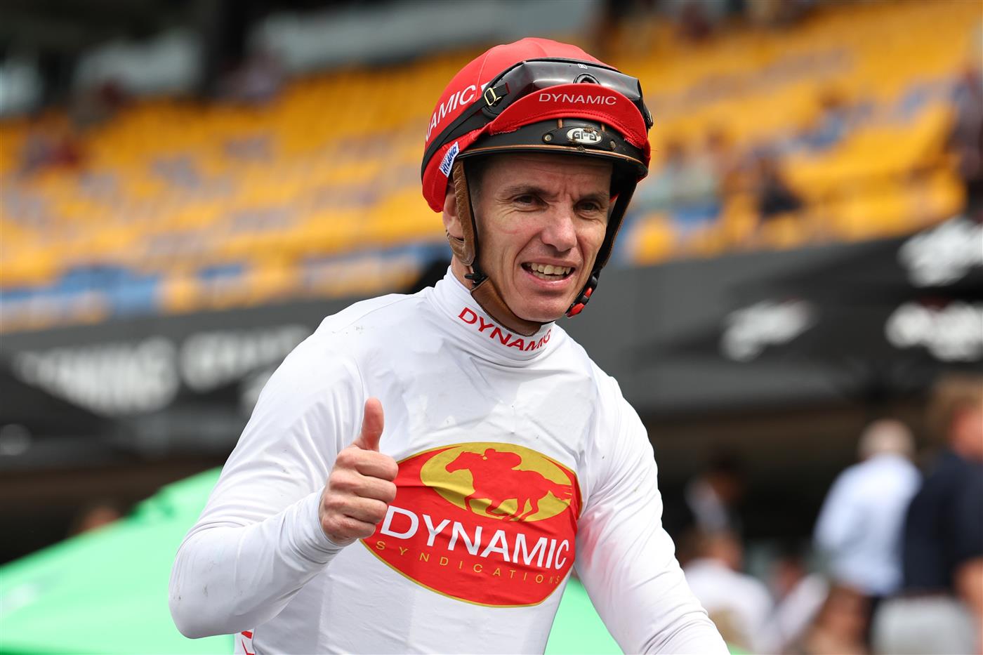 SYDNEY, AUSTRALIA - SEPTEMBER 27: Tim Clark riding Piggyback  win Race 3 Asahi Super Dry Colin Stephen Quality  during Sydney Racing at Rosehill Gardens on September 27, 2025 in Sydney, Australia. (Photo by Jeremy Ng/Getty Images)